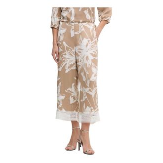 Joseph Ribkoff Broeken, Dames, Beige, S, Polyester, Floral Cropped Wide-Leg Broeken