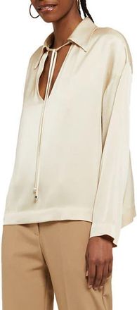 ottod'Ame Viscose Blouse With Tie in Ecru at Nordstrom, Size 38 It