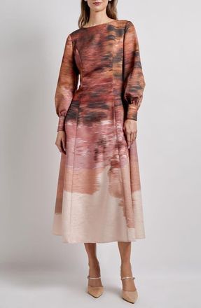 Misook Abstract Long Sleeve Maxi Dress in Rose Bud/multi at Nordstrom, Size X-Large