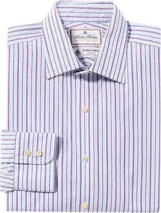 Brooks Brothers Regular Fit katoenen overhemd met Ainsley-kraag - Heren - Zakelijke Overhemden - Blauw - XS - Katoen - Overhemden