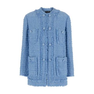 Dolce & Gabbana Dames, Jassen, Blauw, Maat: 2XS Tweed
