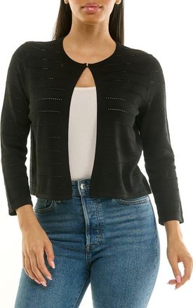 Nina Leonard Pointelle Stitch Bolero in Black at Nordstrom Rack, Size X-Large