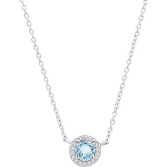 MAX + STONE 925 Sterling Silver Round Gemstone and White Topaz Necklace with 16 inch Chain