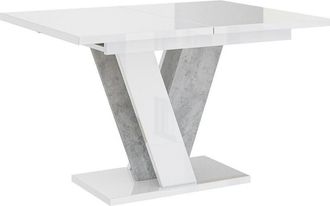 Mirjan24 Mobilier1 - Mesa Goodyear 125, Blanco Brillante + Gris, 75x90x120cm, Alargamiento, Aglomerado Laminado