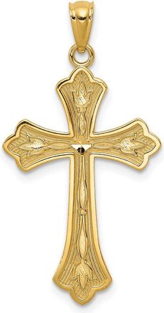 Diamond2Deal 14k Yellow Gold Diamond-cut Cross Pendant