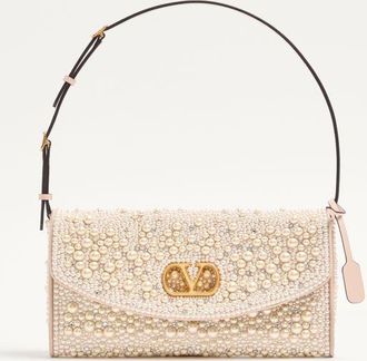 Valentino Garavani Valentino Garavani DeVain Small Shoulder Bag With Pearls And Rhinestones Wo