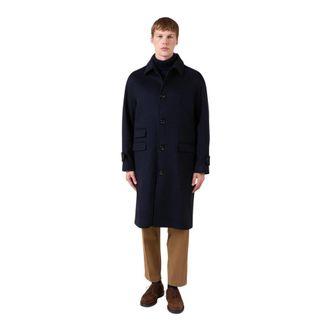 Autore Cappotto Windsor In Lana - Heren - Mantel - Blauw - M - Wol - Jassen