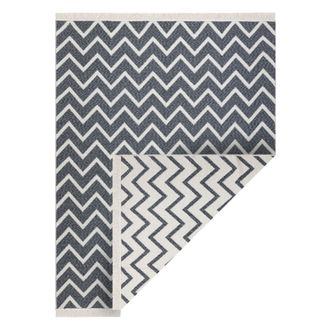 RugsX Rugsx - Alfombra Twin 23002 Zigzag, Algod&oacute;n, Doble Cara, Flecos Ecol&oacute;gicos - Antracita / Crema Grey 120x170 Cm