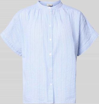 Milano Milano Italy Regular Fit Bluse mit Stehkragen in Hellblau, Gr&ouml;&szlig;e 38