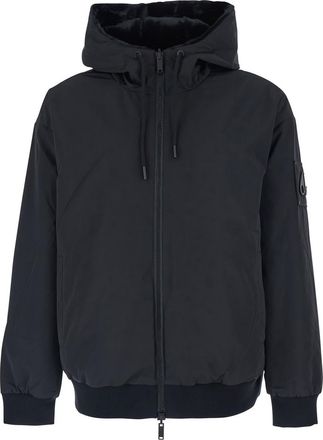 Moose Knuckles roland Black Reversible Sweatshirt With Drawstring Hood And Logo Plaque On The Sleeve In Tech Fabric And Ecofur Man