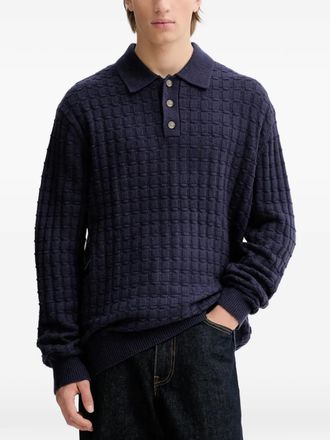 Les Deux Maglione Gustav con colletto polo - Blu