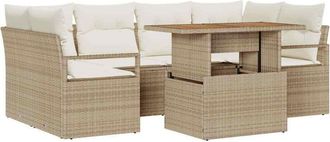 vidaXL Conjunto De Sof&aacute; De Jard&iacute;n 7 Pcs Beige Polirat&aacute;n Vidaxl