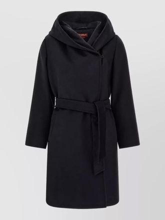 Max Mara wool hooded belted coat