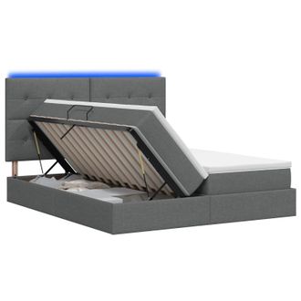 vidaXL Cama De Almacenamiento Led Con Colch&oacute;n Gris Oscuro 180 X 200 Cm Vidaxl