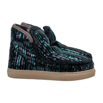 Mou Schoenen, Dames, Groen, 39 EU, Pailletten, Gestreepte Pailletten Pauw Sneaker