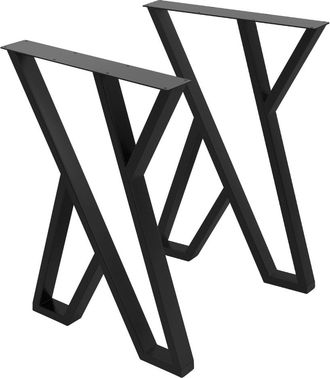 ML Design 2x patas de mesa industrial 50 x al 71cm acero negro diseño en forma x
