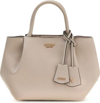 Guess Beige Leren Schoudertas met Metalen Logo - Dames - Handtassen - Beige - ONE Size - Leer - Tassen