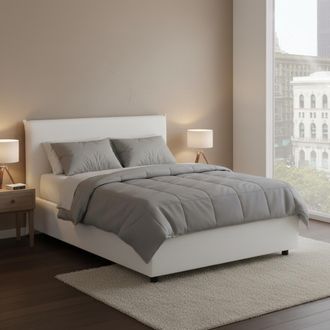 Dmora Dmora - Cama De Plaza Y Media Dacem, Cama Contenedor Con Tapizado En Ecopiel, 100% Made In Italy, Apertura Frontal, Con Colch&oacute;n Cm 120x190 Incluido, B