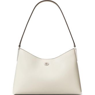 Tory Burch Small Robinson Leather Shoulder Bag in Light Cream at Nordstrom