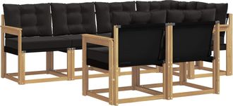 vidaXL Conjunto De Sof&aacute;s De Exterior 7 Uds. Blanco Y Negro Vidaxl