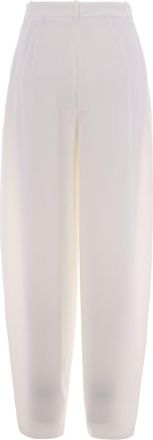 Elisabetta Franchi Ivory Lightweight Crepe Trousers