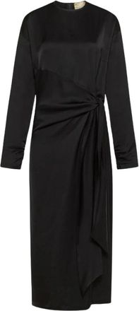 Momoni Lotus Dress - Dames - Casual kleedjes - Zwart - S - Satijn - Kleedjes