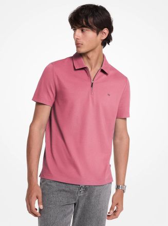 Michael Kors Cotton Blend Piqu&eacute; Zip-Up Polo Shirt