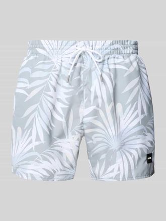 HUGO BOSS Badehose mit Allover-Muster Modell PIRANHA in Mittelgrau, Gr&ouml;&szlig;e XXL