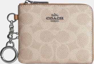 Coach Womens Small Corner Zip Wallet In Signature Canvas - Beige - One Size