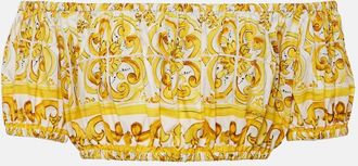 Dolce & Gabbana Majolica off-shoulder cotton crop top