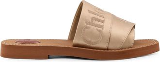 Chlo&eacute; Woody Satin Sandals With Embroidered Logo-Donna
