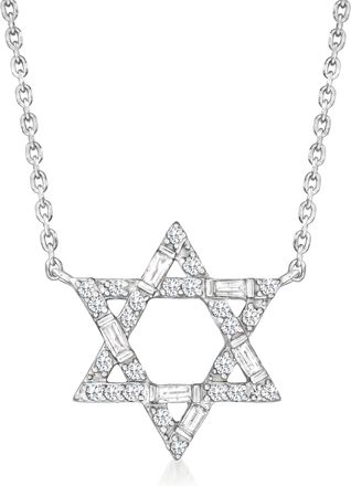 Ross-Simons Diamond Star Of David Necklace in Sterling Silver