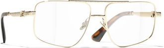 Chanel Pilot Bril - Dames - Accessoires - Geel - Maat: 57 MM Tweed