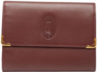 Cartier Bordeaux Wine Red Leather Wallet (Tri-Fold) (Pre-Owned)