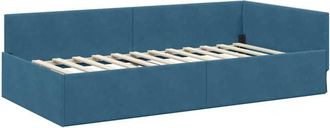 vidaXL Corner Bed Frame with Headboard Blue 80 cm x 200 cm Fabric vidaXL