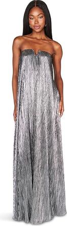Show me your Mumu Athena Maxi Dress Womens Dress Pleated Silver : SM, Polyester