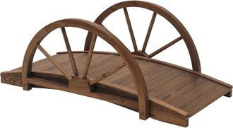 OEM Puente De Jard&iacute;n De Madera 100x50x37 Cm Con Barandillas Puente De Arco Para Decoraci&oacute;n Patio Carga 150 Kg Carbonizado