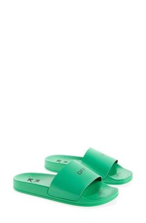 Off-white Logo Pool Slide Sandal in Green No Color at Nordstrom Rack, Size 11Us / 41Eu