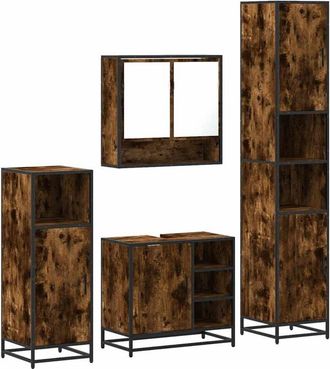 vidaXL 4 Piece Bathroom Furniture Set Smoked Oak Engineered Wood vidaXL