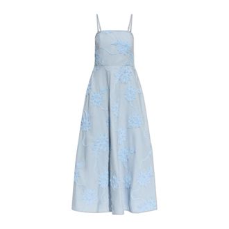 Rotate ROTATE Birger Christensen, Midi Dresses, female, Blue, Size: M Spaghetti Strap Dress