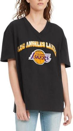 Tommy Jeans Womens Tommy Jeans Black Los Angeles Lakers Ashley V-Neck T-Shirt at Nordstrom, Size Medium