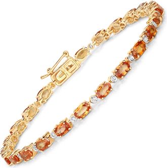 Diana M. Jewels Dark Orange Sapphire Oval 5x3mm - 24Pcs + White Diamond F/C Round 1.20mm( I1-I2/I color ) - 24Pcs ( White Pen Rhodium ) ( Box Lock-Single Line Gibbi )