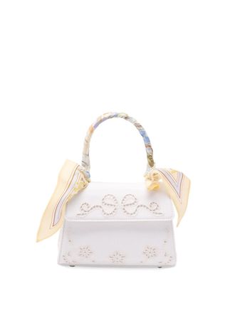 Self Portrait Linen Floral Mini Bag