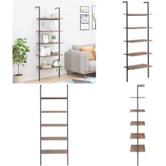 vidaXL Scaffale Pendente 5 Livelli Marrone Scuro e Nero 64x35x185 cm - Scaffale a 5 livelli - Scaffale per casa
