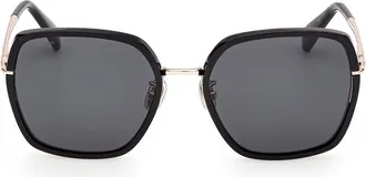 Max Mara 57mm Square Sunglasses in Shiny Black/smoke at Nordstrom