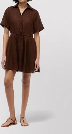 Tommy Hilfiger linen short dress flared skirt waist tie