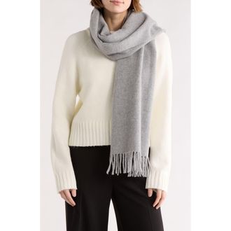 La Fiorentina Fringe Trim Wool Scarf in Grey at Nordstrom Rack
