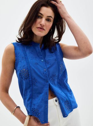 Contemporaine Womens Broderie anglaise sleeveless shirt