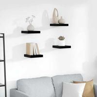 OEM Estantes Flotantes, Juego De 4, Negro Brillante, 23 X 23,5 X 3,8 Cm, Mdf-crezuo