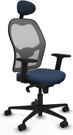 Piqueras y Crespo Piqueras Y Crespo - Jorquera Sincro Malla Gris Similpiel Azul Marino Brazos 2d Base Nailon Cabecero Fijo Ruedas 65mm Nailon